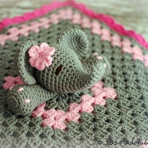 Elephant Lovey, Pink and Gray Elephant Security Blanket, Blankie, MADE TO ORDER