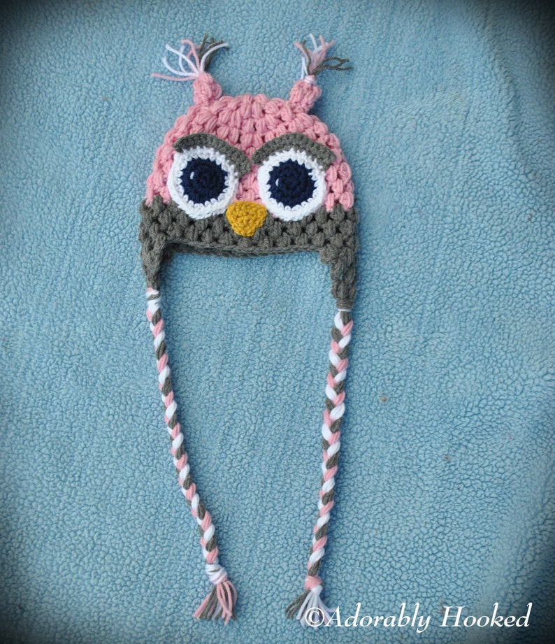 Crochet Owl Hat with Ear Flaps MADE TO ORDER Baby to Etsy