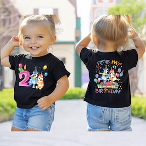 Personalized Bluey Birthday Shirts, Custom Family Matching Outfits, Blue Dog Theme Party Tees