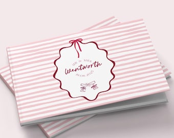 Personalised Wedding Guest Book | Custom Pink & Burgundy aguest Book | Blank Pages inside for guests to hand write a personal message