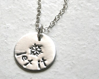 LET IT SNOW sterling silver charm on cable chain necklace