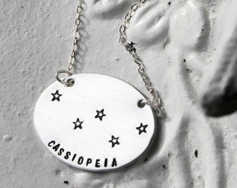 the constellation necklace - sterling silver oval pendant on petite cable chain