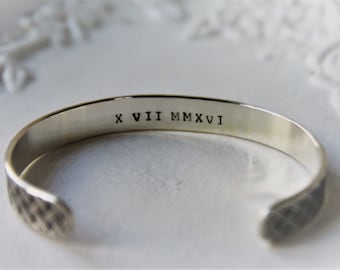 the steve bracelet - custom sterling silver cuff bracelet... what words or date represents your love?