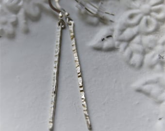 the sonja earrings - dainty drop sterling silver hammered wire earrings with sterling ear wire