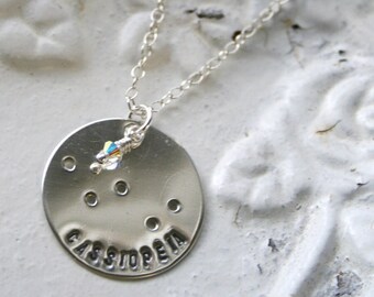 the constellation necklace - sterling silver pendant and matching crystal on petite cable chain