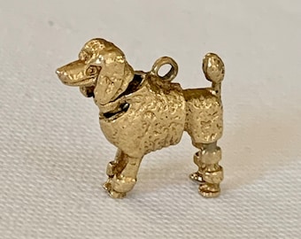 Vintage Estate AC 14k Yellow Gold 3D Poodle Dog Movable Head Charm Pendant