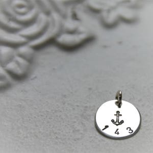 charm 143 I love you with anchor, sterling silver charm image 3