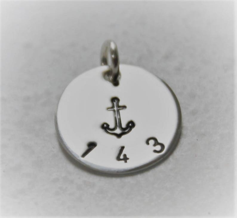 charm 143 I love you with anchor, sterling silver charm image 2