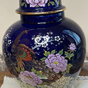 Vintage Japanese Cobalt Blue Ginger Jar