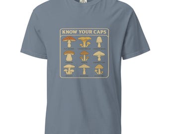Comfort Colors® Know Your Caps – Mushroom Identification Chart T-Shirt