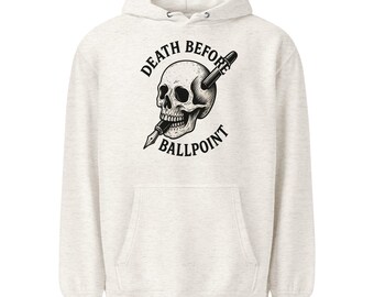 Death Before Ballpoint – Vintage Ink Skull Design- Hoodie
