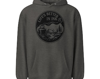 Life’s Better in Ink – Vintage Ink Bottle Landscape Design- Hoodie