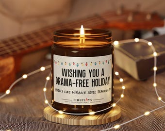Drama Free Holiday Candle: Scented Funny Holiday Gift Candle Home Decor