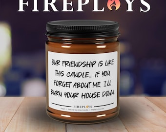 Funny Scented Soy Candle Gift for witty Friends: Our friendship is like this candle- Forget me and burn your house