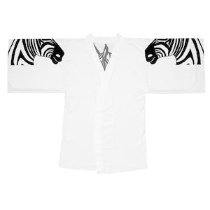 Zebra Print Long Sleeve Kimono Robe, Cozy Loungewear, Gift for Her, Boho Style Robe, Relaxation and Spa Essentials