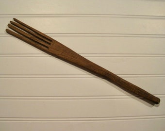 Antique Large Decorative Wooden Fork / Folk Americana / Wall Art Treen