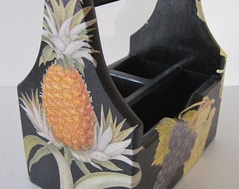 Decoupage Storage Caddy -- Classical Fruit Illustrations