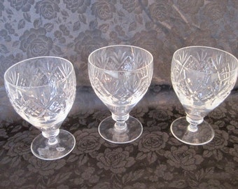 Three Antique English Crystal Water glasses -- Webb Corbett, 1920s