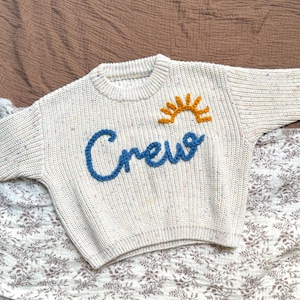 Custom Embroidered Baby Name Sweater, Personalised Baby Sweater, Hand Embroidered Name Sweater, Baby Shower Gifts, Xmas Gifts, Newborn Gifts