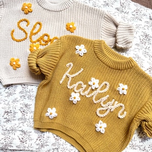 Custom Embroidered Baby Name Sweater, Personalised Baby Sweater, Hand Embroidered Name Sweater, Baby Shower Gifts, Xmas Gifts, Newborn Gifts