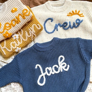 Custom Embroidered Baby Name Sweater, Personalised Baby Sweater, Hand Embroidered Name Sweater, Baby Shower Gifts, Xmas Gifts, Newborn Gifts