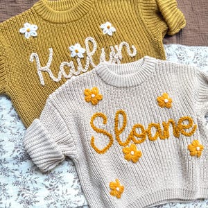 Custom Embroidered Baby Name Sweater, Personalised Baby Sweater, Hand Embroidered Name Sweater, Baby Shower Gifts, Xmas Gifts, Newborn Gifts