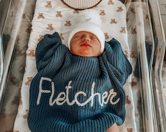 Personalisierter Baby Pullover, Bestickter Baby Pullover, Personalisierter Baby Pullover, Babyparty Geschenk, Weihnachtsgeschenk, Neugeborenen Geschenk