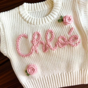 Custom Embroidered Baby Name Sweater: Personalized Newborn Gift