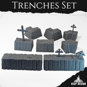 8‑Piece Trench Terrain Set – Trench Crusade 3D‑Printed PLA