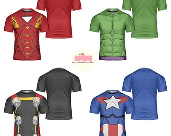 Superhero Team Costume 3D T-Shirt, Avengers Hero Cosplay Party, Halloween Costume For Family Group T Shirt, Hulk Costume, Captain America