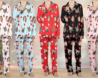 Custom Face Photo Pajama Set, Personalized Family Sleepwear, Christmas Eve Pajamas, Family Matching Pyjamas, Valentine Pajamas Matching