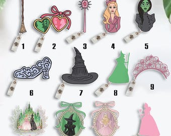 Wicked Badge Reel, Elphaba and Glinda Retractable ID Badge Holder, Changed For Good, Defying Gravity, Wicked Coquette Badge Reel Fan Gift