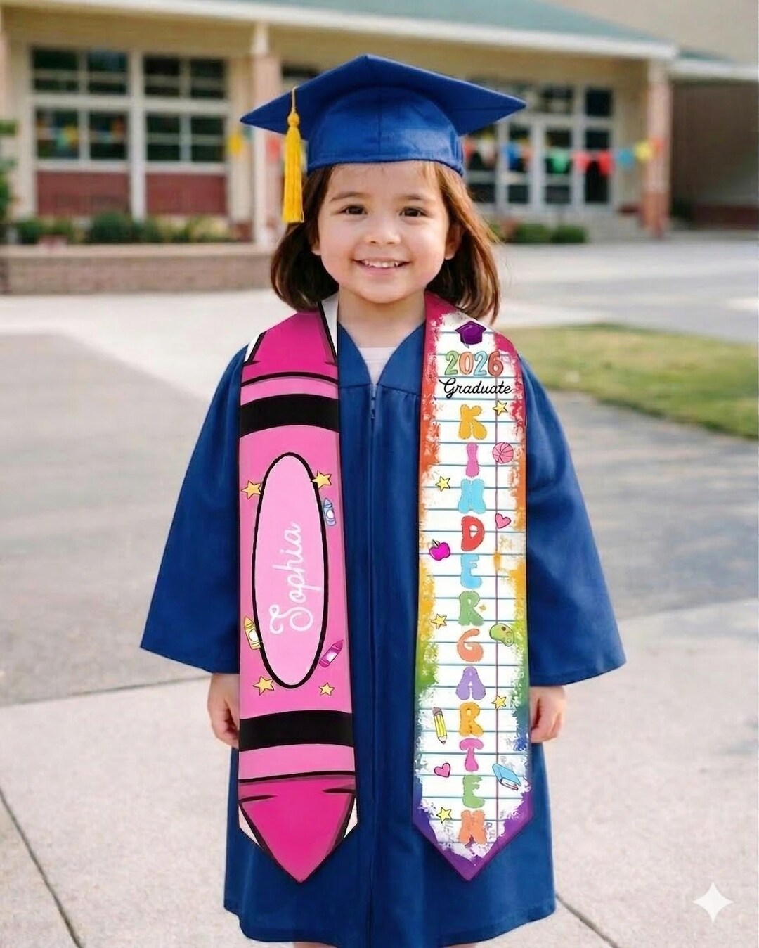 Multiple Colors Kid Pencil Graduation Stole, Custom Crayon Pre K Grad ...