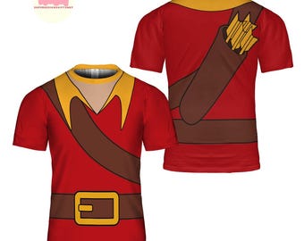 Camiseta 3D de Gastón, camiseta de Halloween para correr, camiseta de los antagonistas de La Bella y la Bestia, disfraz de Halloween de Disney para grupo familiar.