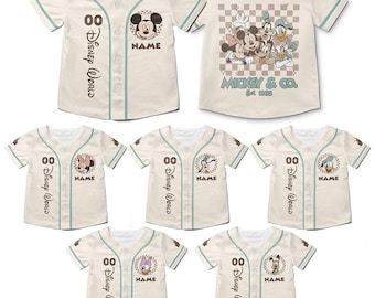 Custom Mickey & Co Shirt, Retro Mickey and Friends Baseball Jerseys, Retro Disney Trip Shirt, Checkered Mickey Shirt, Disney Family Shirt