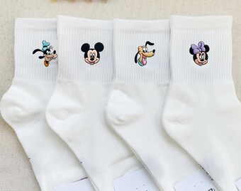Personalized All Characters  Retro Mickey and Friends Embroidered Socks, Mickey Socks, Disney Socks, Disney Embroidered Socks, Stitch Socks