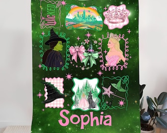 Personalized Wicked Change For Good Blanket, Defy Gravity Broomstick Magic Wand, Wizard Movie, Wicked Musical Fan Gift, Wizard of Oz Blanket