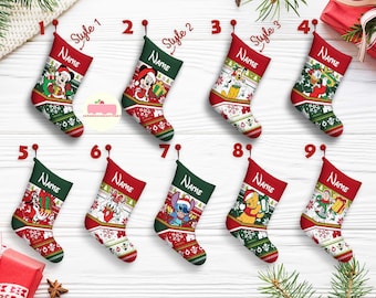 Personalized Mickey And Friends Xmas Stocking, All Disney Characters Christmas Stockings, Socks Home Decoration, Custom Name Stocking
