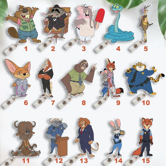 All Characters Disney Zootopia Badge Reel, Zootopia 2 Retractable