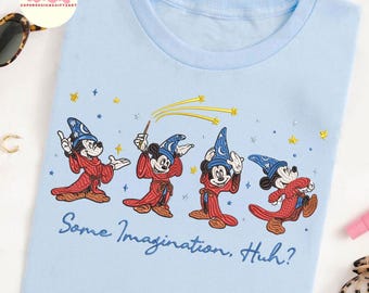 Embroidered Disney Mickey Sorcerer Some Imagination Huh Sweater, Embroidered Walt Disney Fantasia Mickey Shirt, Disneyland Trip Fantasmic