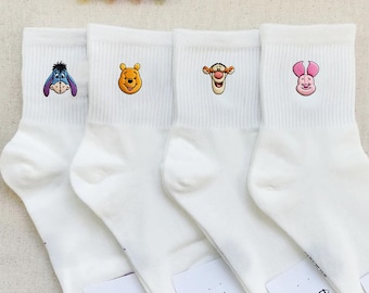 Personalized Winnie the Pooh Embroidered Socks, Disney Matching Socks, Piglet Tigger Eeyore Embroidered Socks, Disney Trip Socks, Disneyland