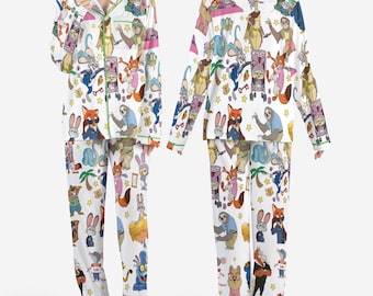 Zootopia 2 Pajamas Set For Women And Kids, Funny Disney Christmas PJs, Nick And Judy Pjs,  Nick Wilde Judy Hopps Gary De Snack Flash Sloth