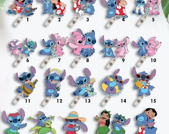 Stitch Badge Reel, Stitch and Angel Retractable ID Badge Holder, Lilo and Stitch  Fan Gift Badge Reel, Disney Badge Reel, Nurse Badge Reel