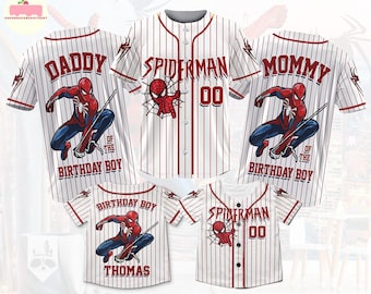 Personalized Spiderman Birthday Boy Baseball Jerseys, Super Hero Birthday Tee, Spiderman Birthday Family Shirts, Spiderman Birthday Gift