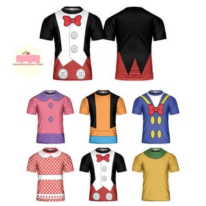 Mickey And Friends Costume T-shirt, Mickey Minnie Goofy Donald Daisy Pluto Cosplay Costume Shirt, Disney Halloween All Over Print Tee