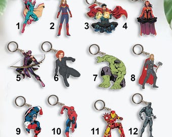 Llavero personalizado de todos los personajes de los Vengadores, llavero de Marvel, llavero de Spiderman, Hulk, Thor, Capitán América, Doctor Strange, Vision