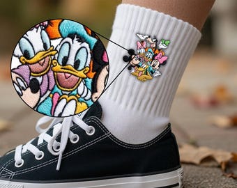 Personalized Retro Mickey and Friends Embroidered Socks, Mickey Socks, Disney Socks, Mickey & Co Embroidered Socks, Disney Trip Socks