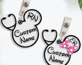 Disney Nurse Badge Reel, Mickey Retractable ID Badge Holder, Minnie Nurse Badge Reel, Nurse Gift, Mickey Head Badge Reel