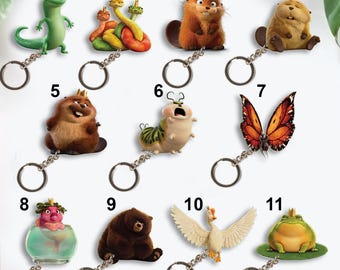 Personalized Disney Pixar Movie Hoppers Character Keychain, Mabel Keychain, Ellen Bear, Tom Lizard Keychain, Disney Keychain, Disney Trip