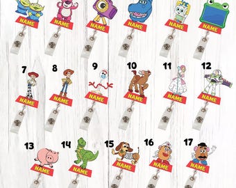 All Characters Toy Story Badge Reel, Toy Story 5 Retractable ID Badge Holder, Woody Buzz Lightyear Jessie Bo Peep Slinky Lilypad Atlas